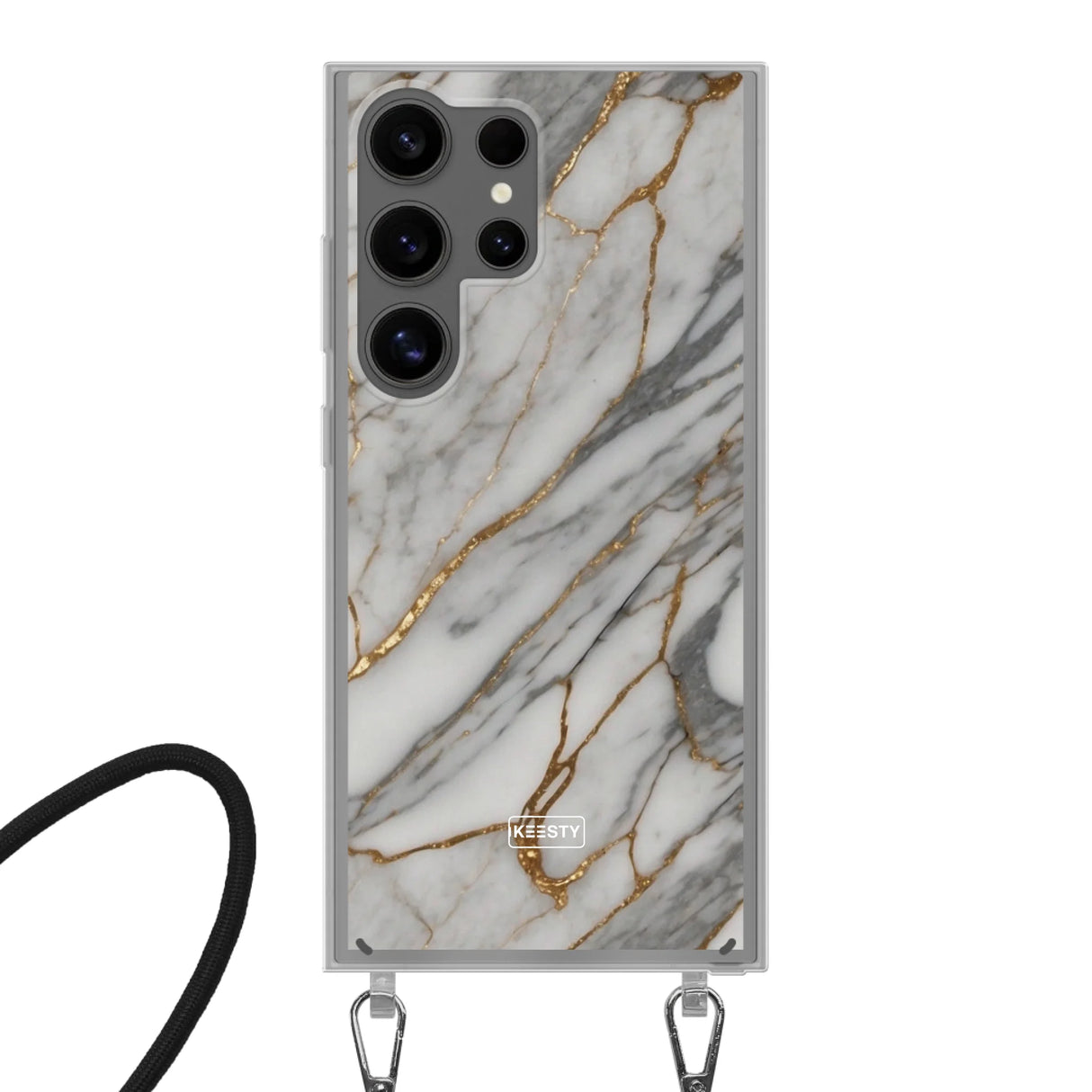 Telefoonhoesje ontwerpen - Marble White - Hoesje met koord