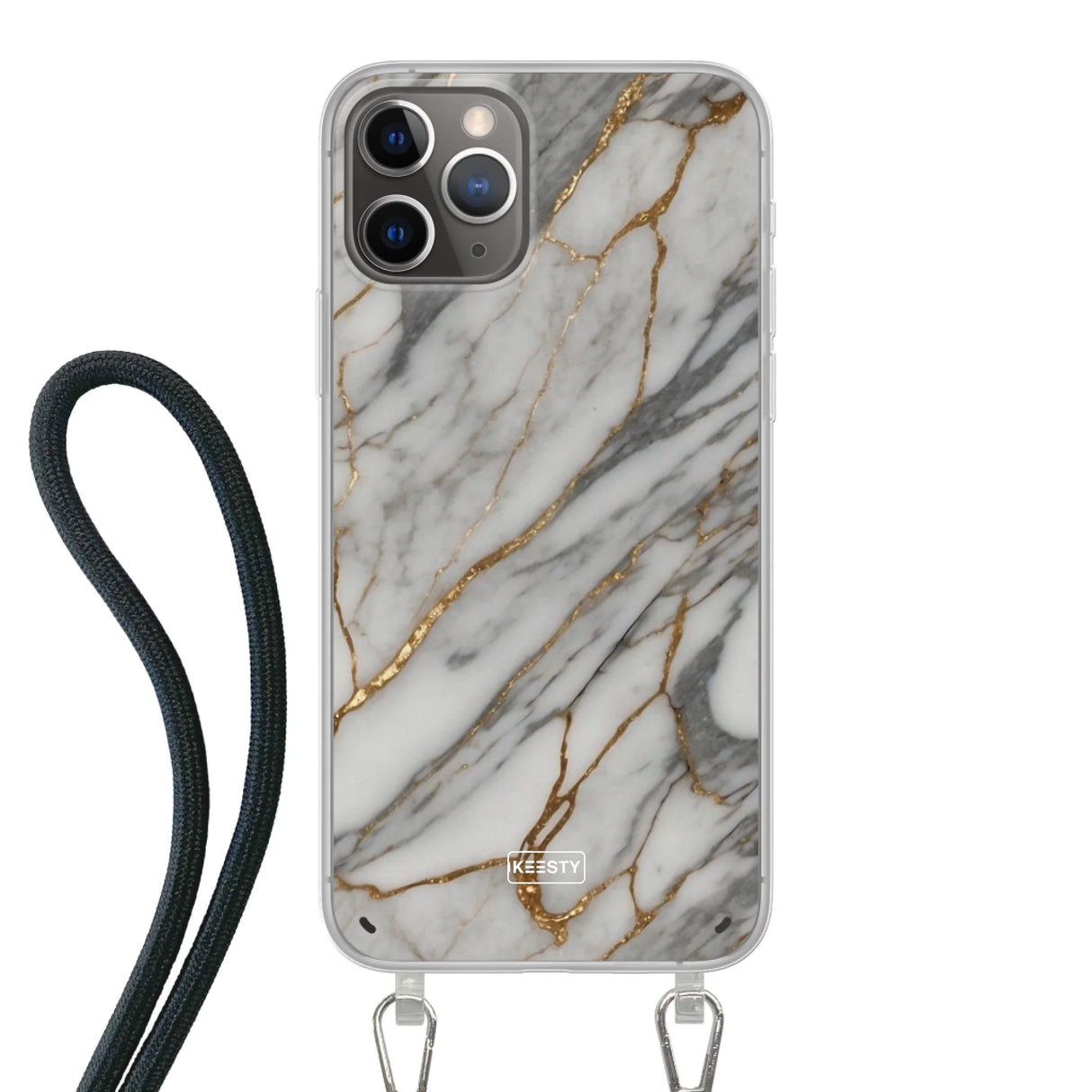 Telefoonhoesje ontwerpen - Marble White - Hoesje met koord