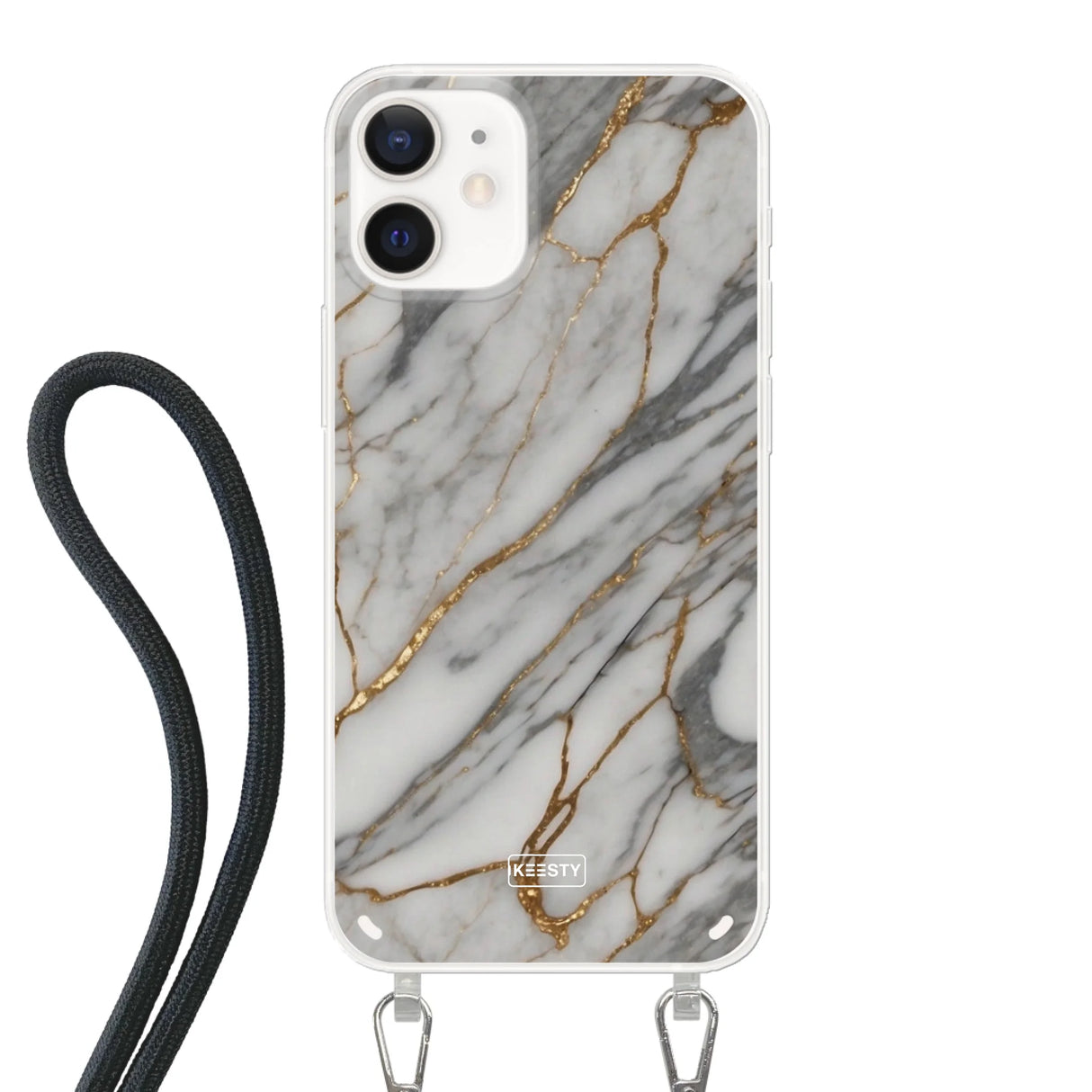 Telefoonhoesje ontwerpen - Marble White - Hoesje met koord