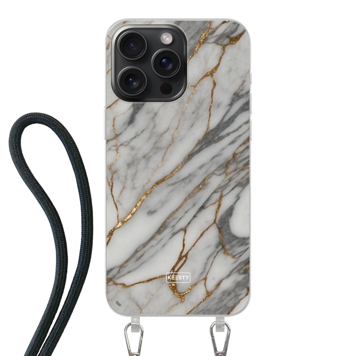 Telefoonhoesje ontwerpen - Marble White - Hoesje met koord