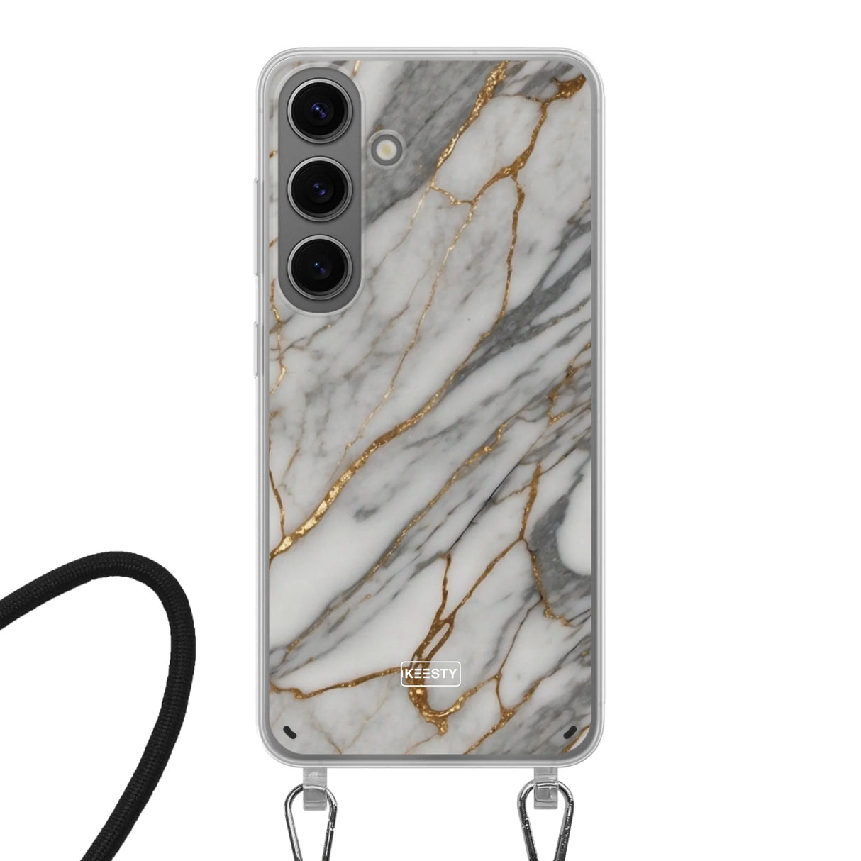 Telefoonhoesje ontwerpen - Marble White - Hoesje met koord