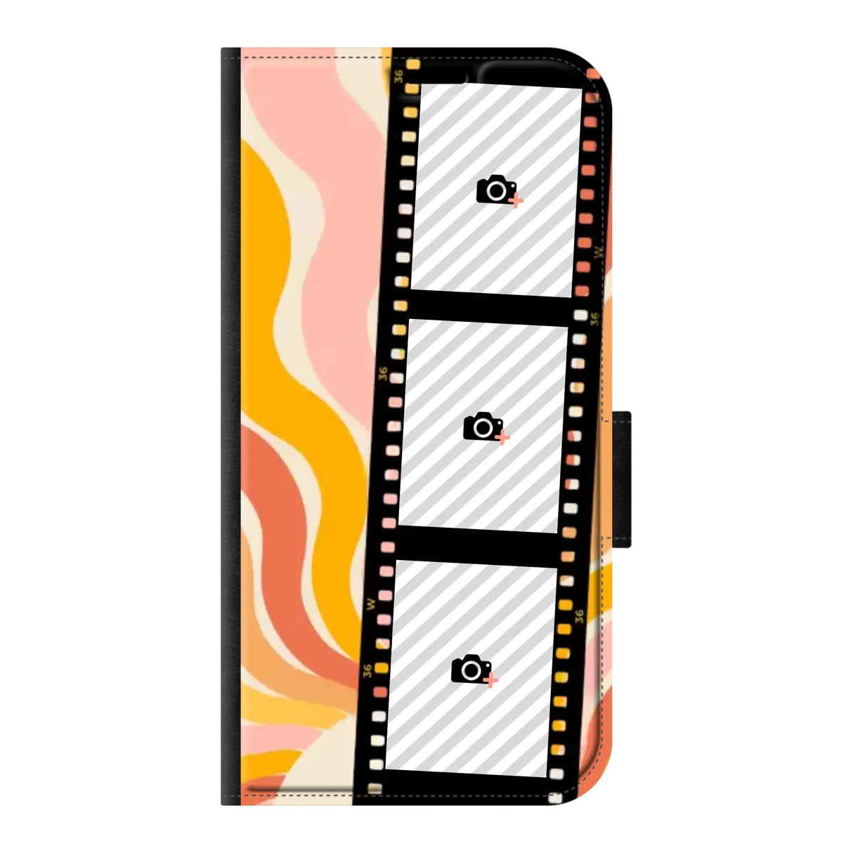 Apple iPhone 12 wallet case front printed zwart