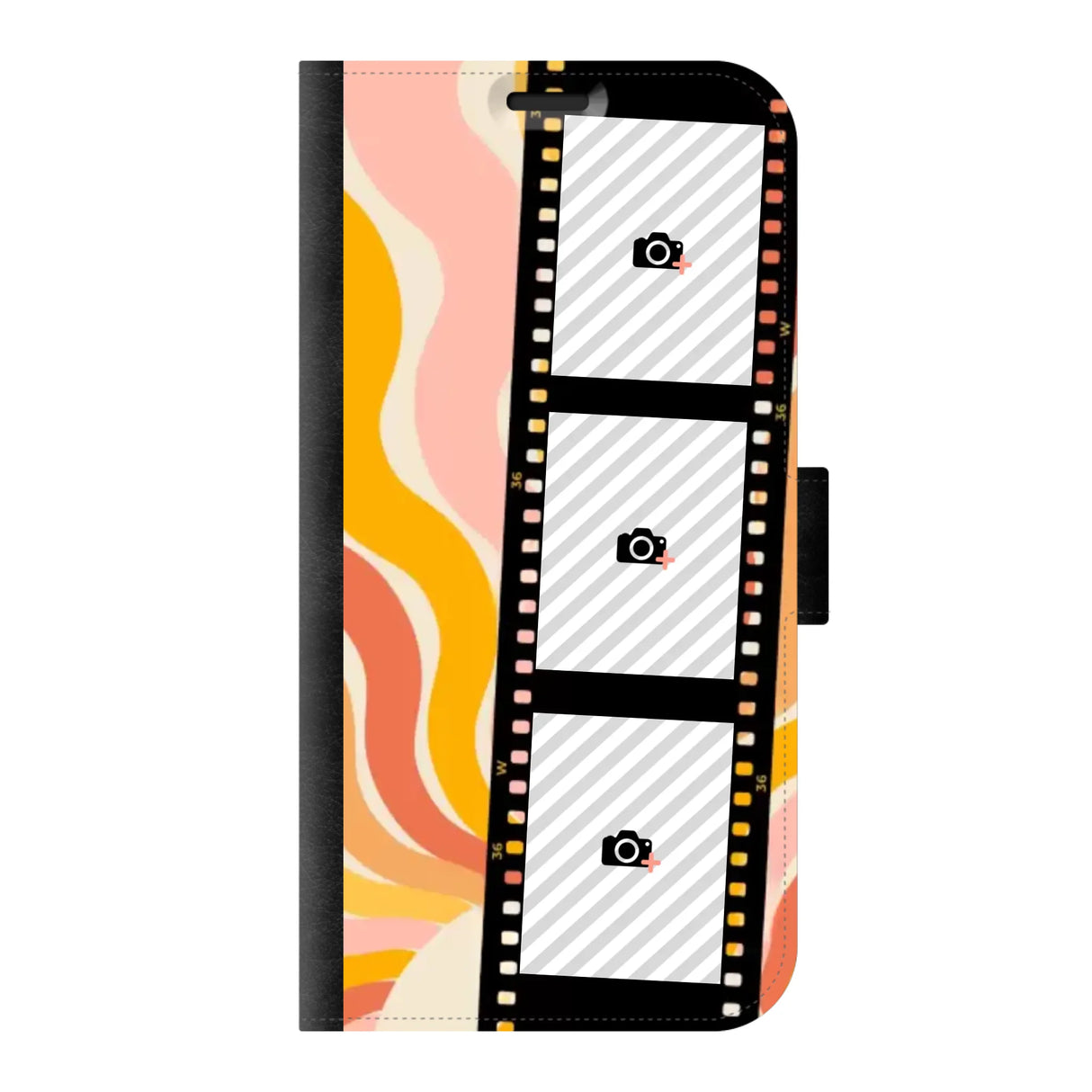 Apple iPhone 13 wallet case front printed zwart