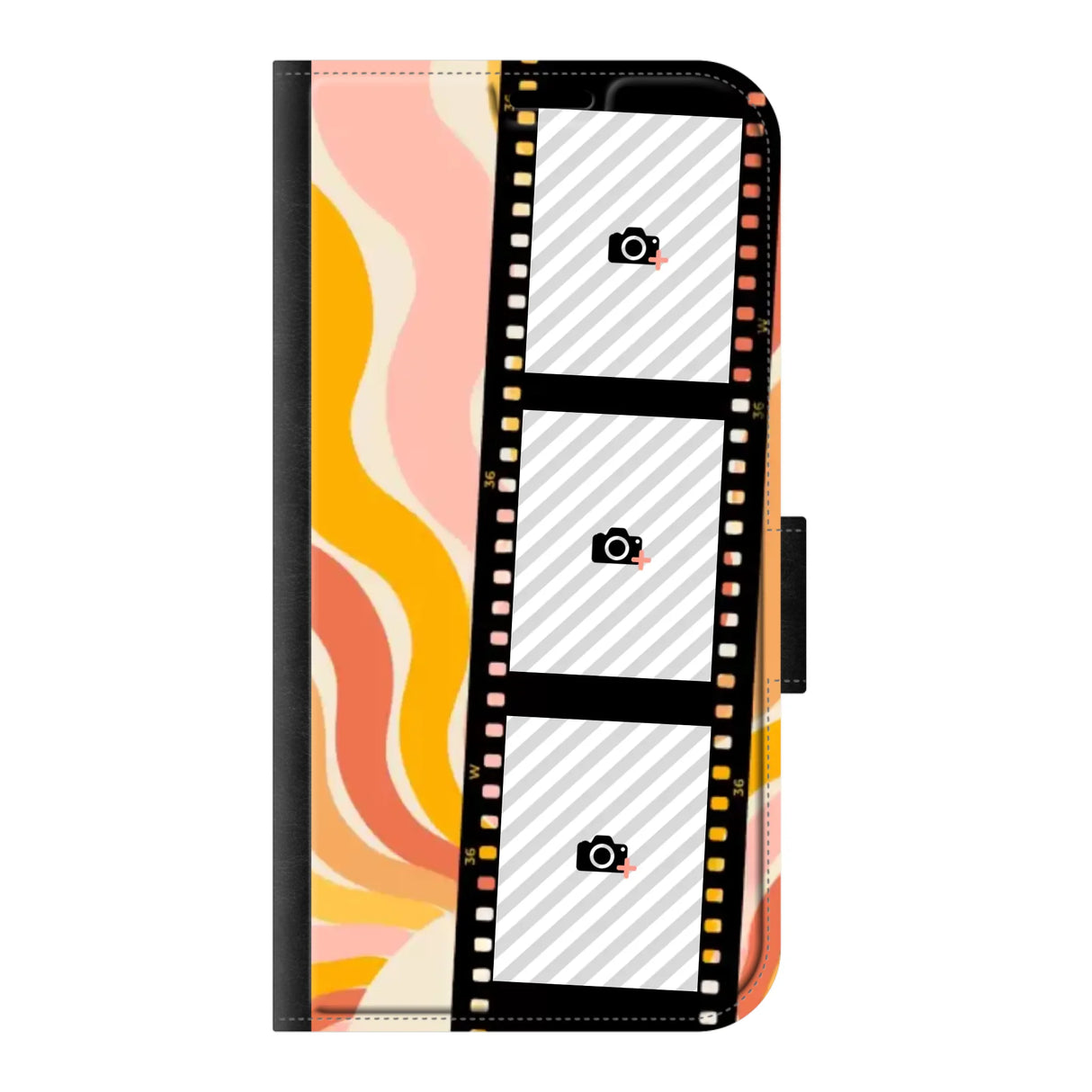 Apple iPhone 16 wallet case front printed zwart