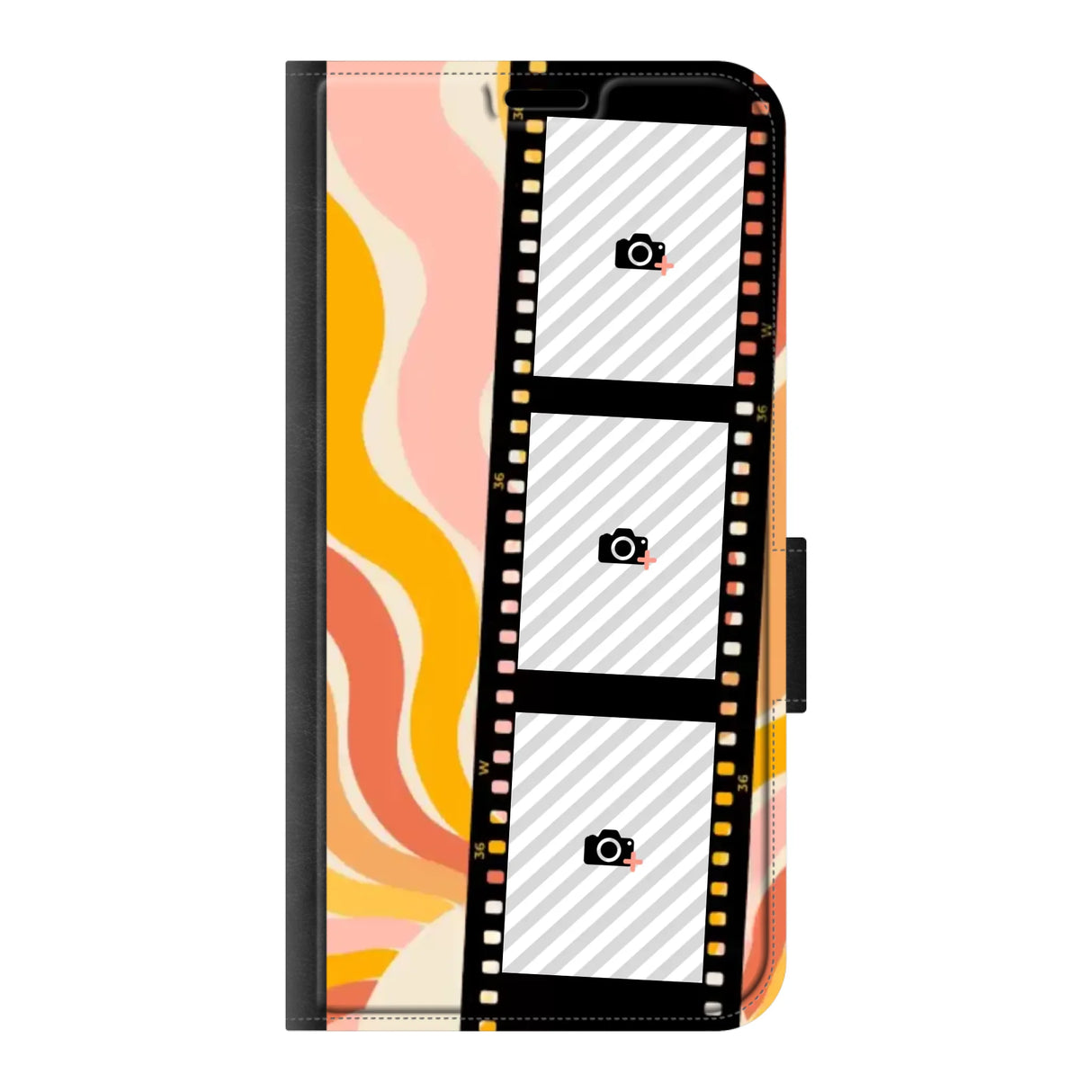 Apple iPhone 17 wallet case front printed zwart