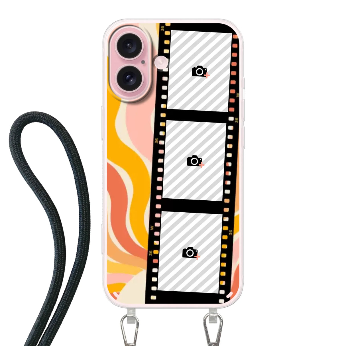 Apple iPhone 16 Crossbody case (back printed, transparent)