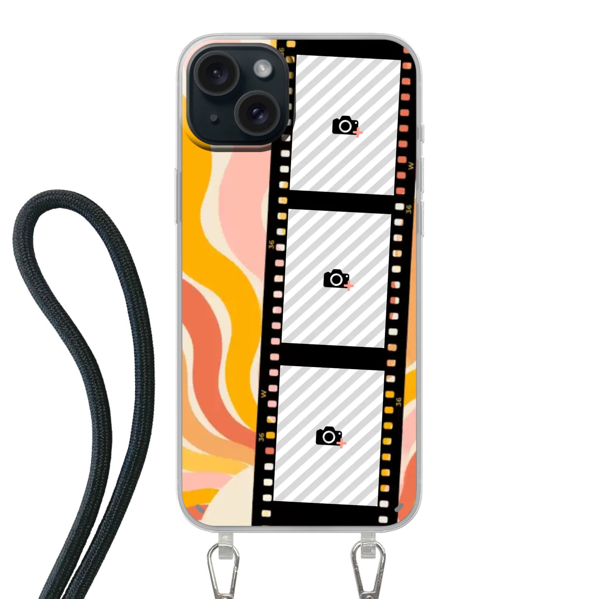 Apple iPhone 15 Plus Crossbody case (back printed, transparent)