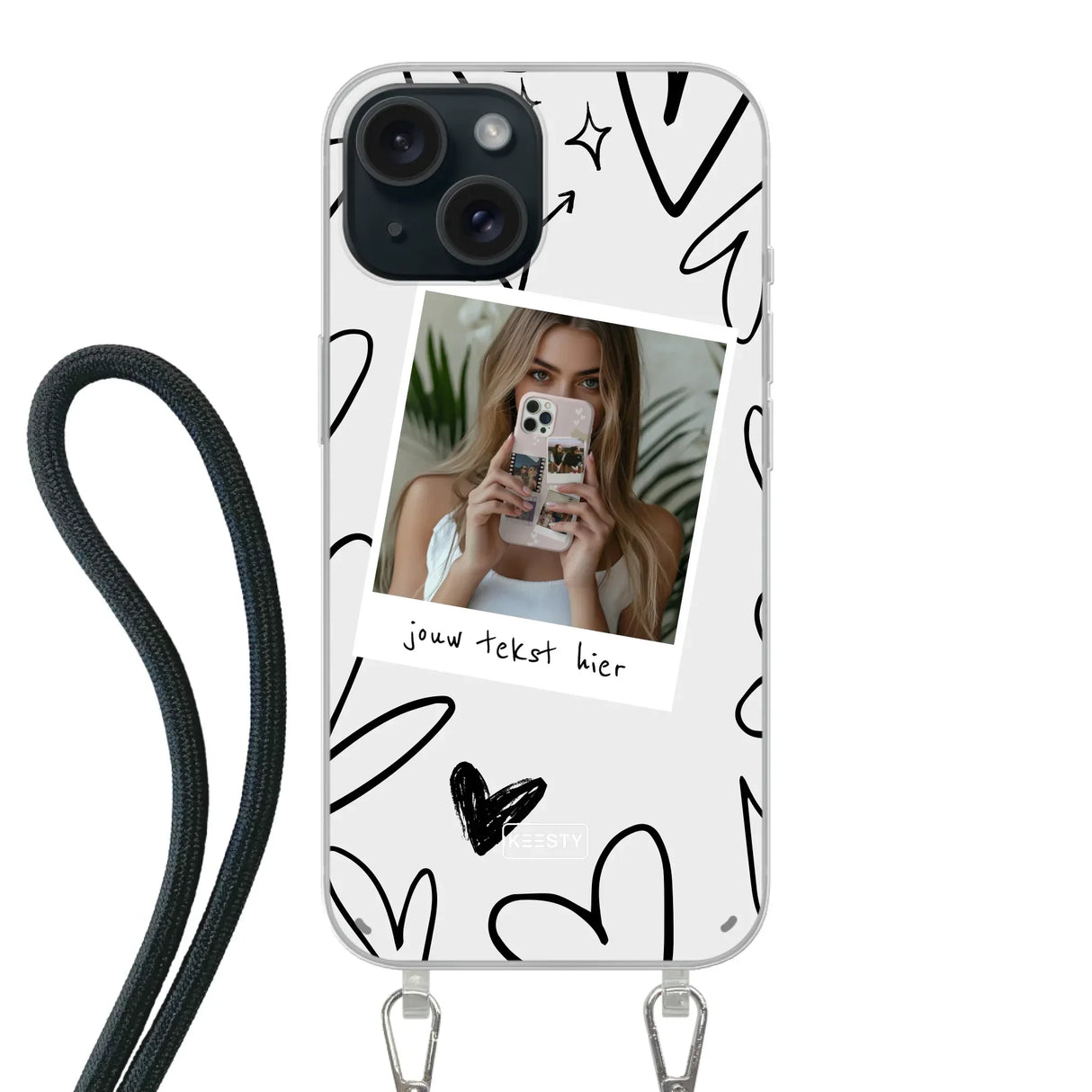 Apple iPhone 15 Crossbody case (back printed, transparent)