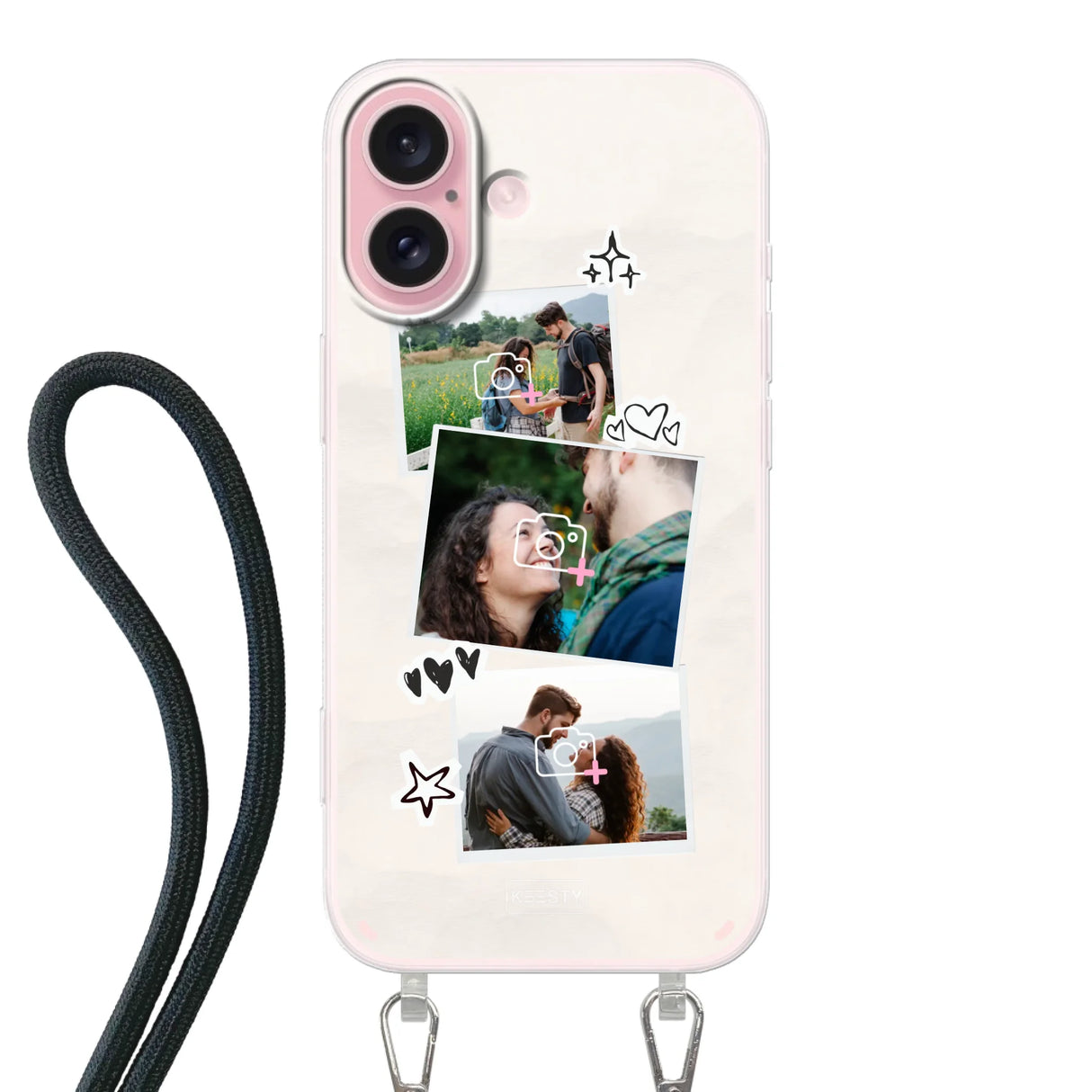 Apple iPhone 16 Crossbody case (back printed, transparent)