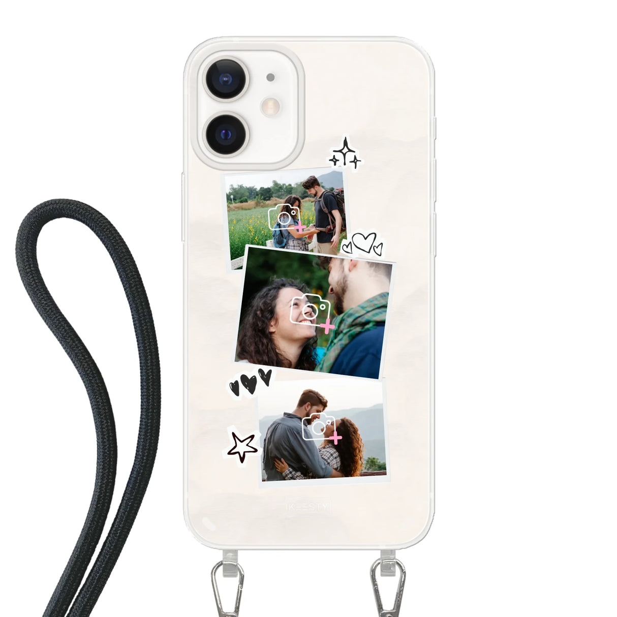 Apple iPhone 12 Mini Crossbody case (back printed, transparent)