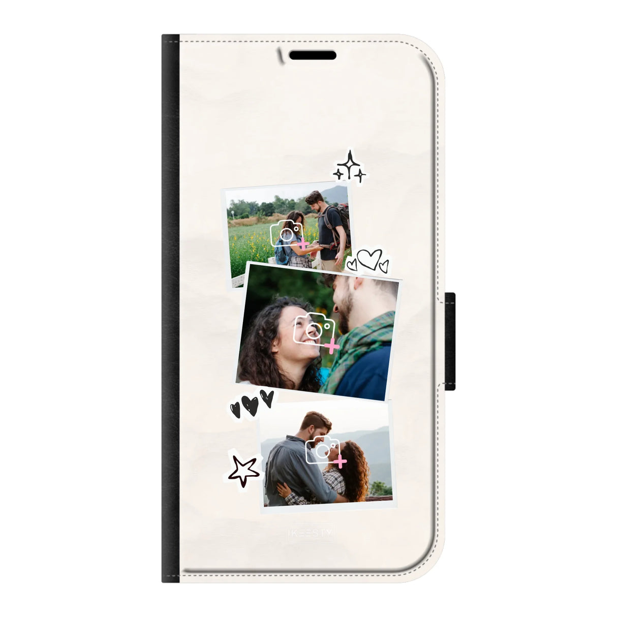 Apple iPhone 16 Plus wallet case front printed zwart