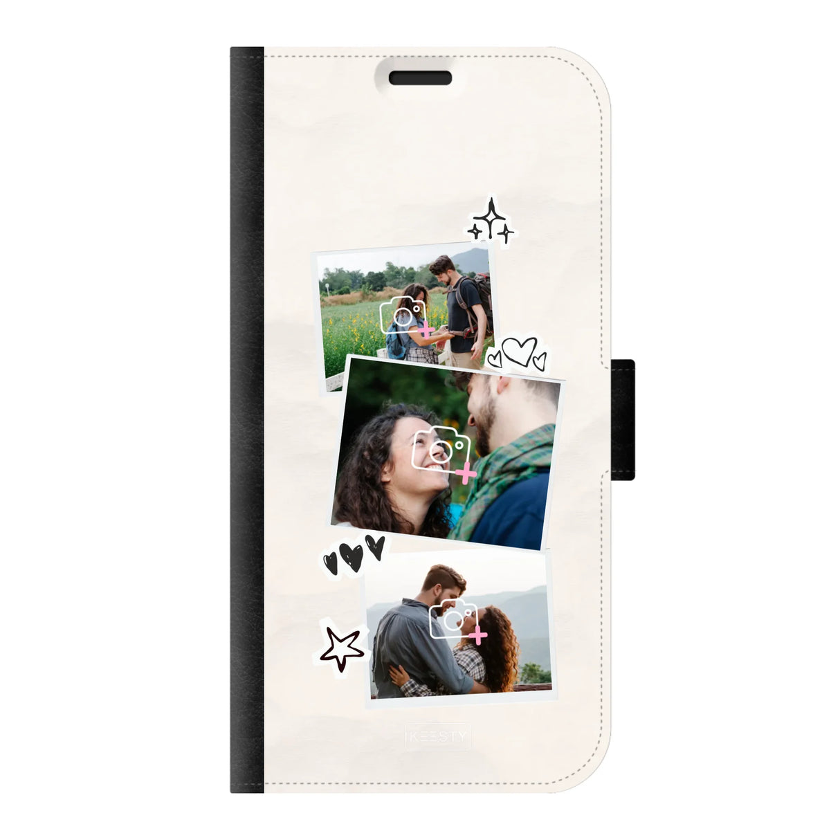 Apple iPhone 12 Pro Max wallet case front printed zwart