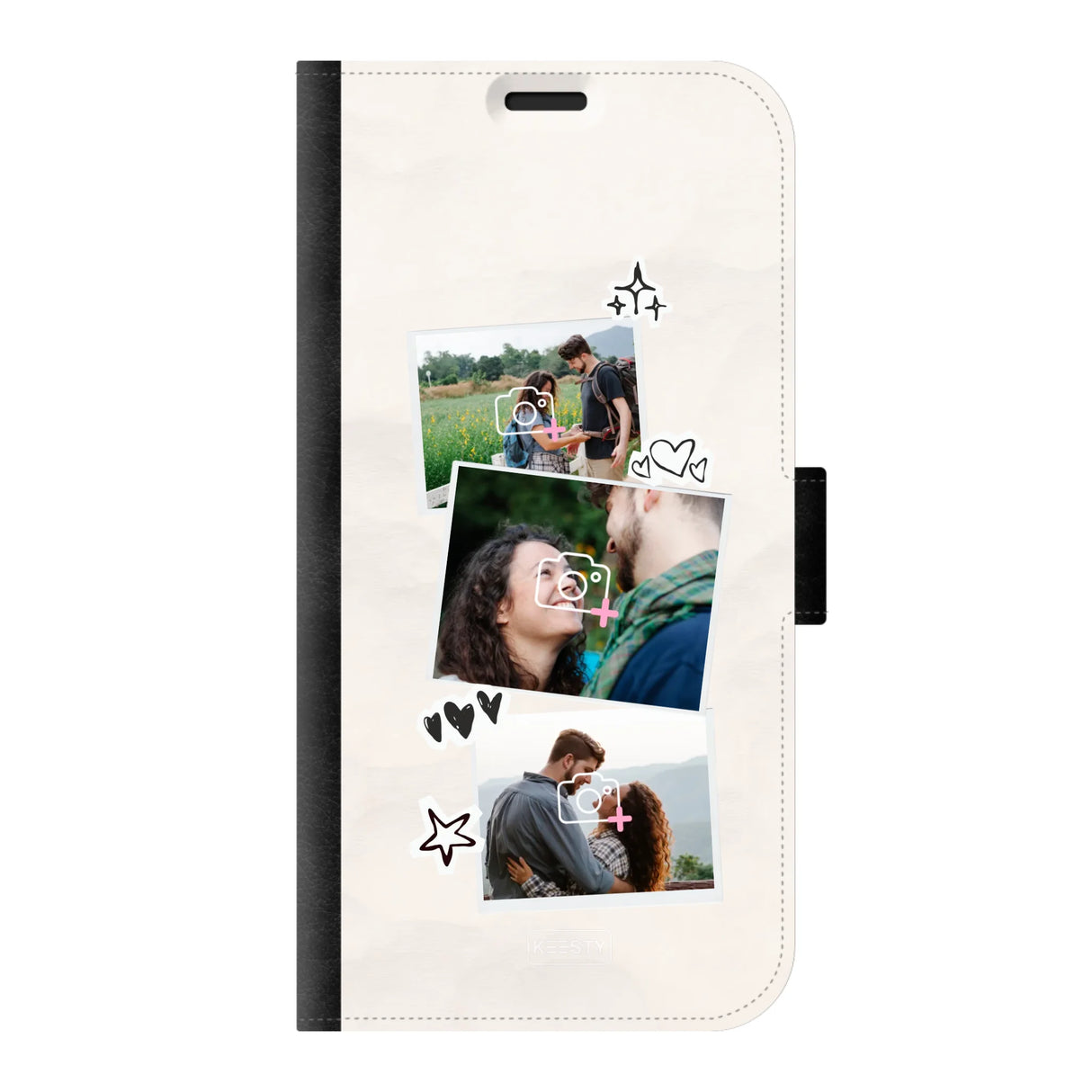 Apple iPhone 14 Pro Max wallet case front printed zwart