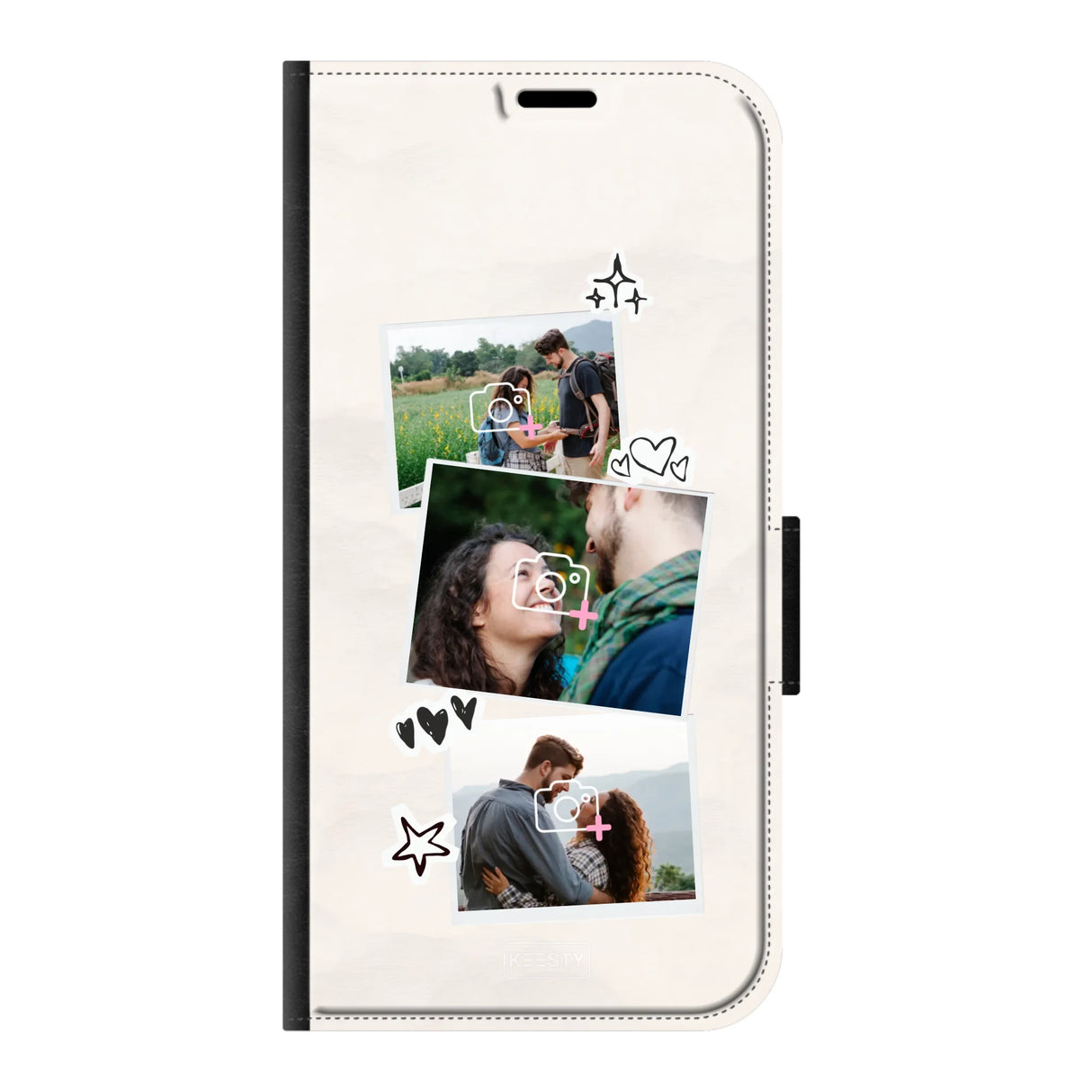 Apple iPhone 15 Pro wallet case front printed zwart
