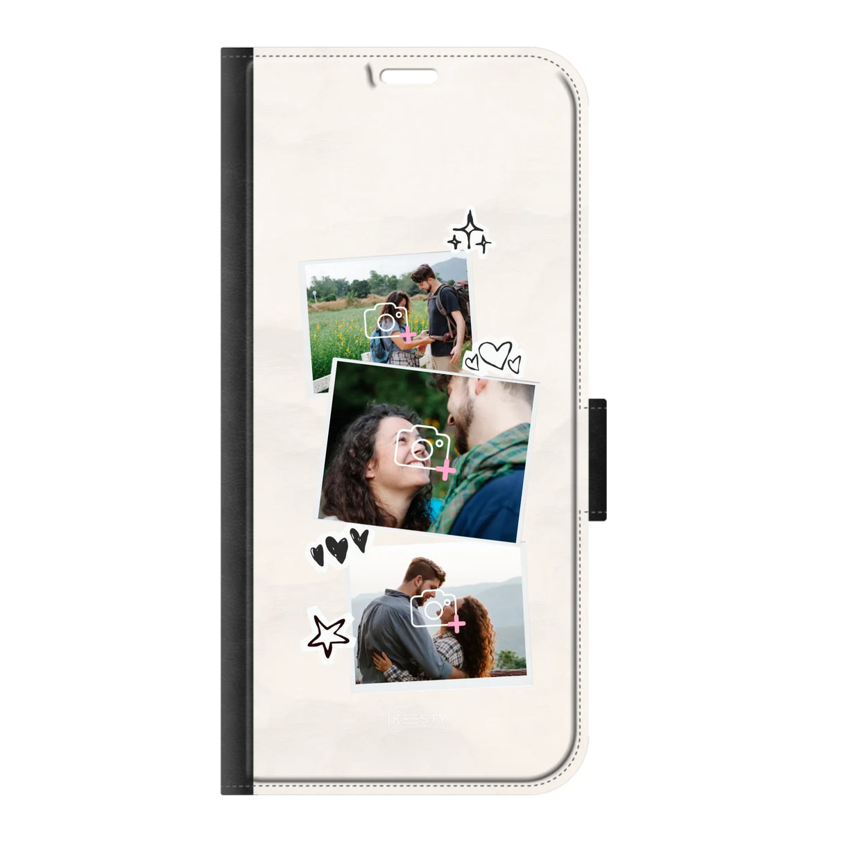 Samsung A16 (5G) wallet case front printed zwart
