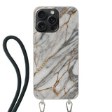  Telefoonhoesje ontwerpen met koord Marble Black Samsung Galaxy A55