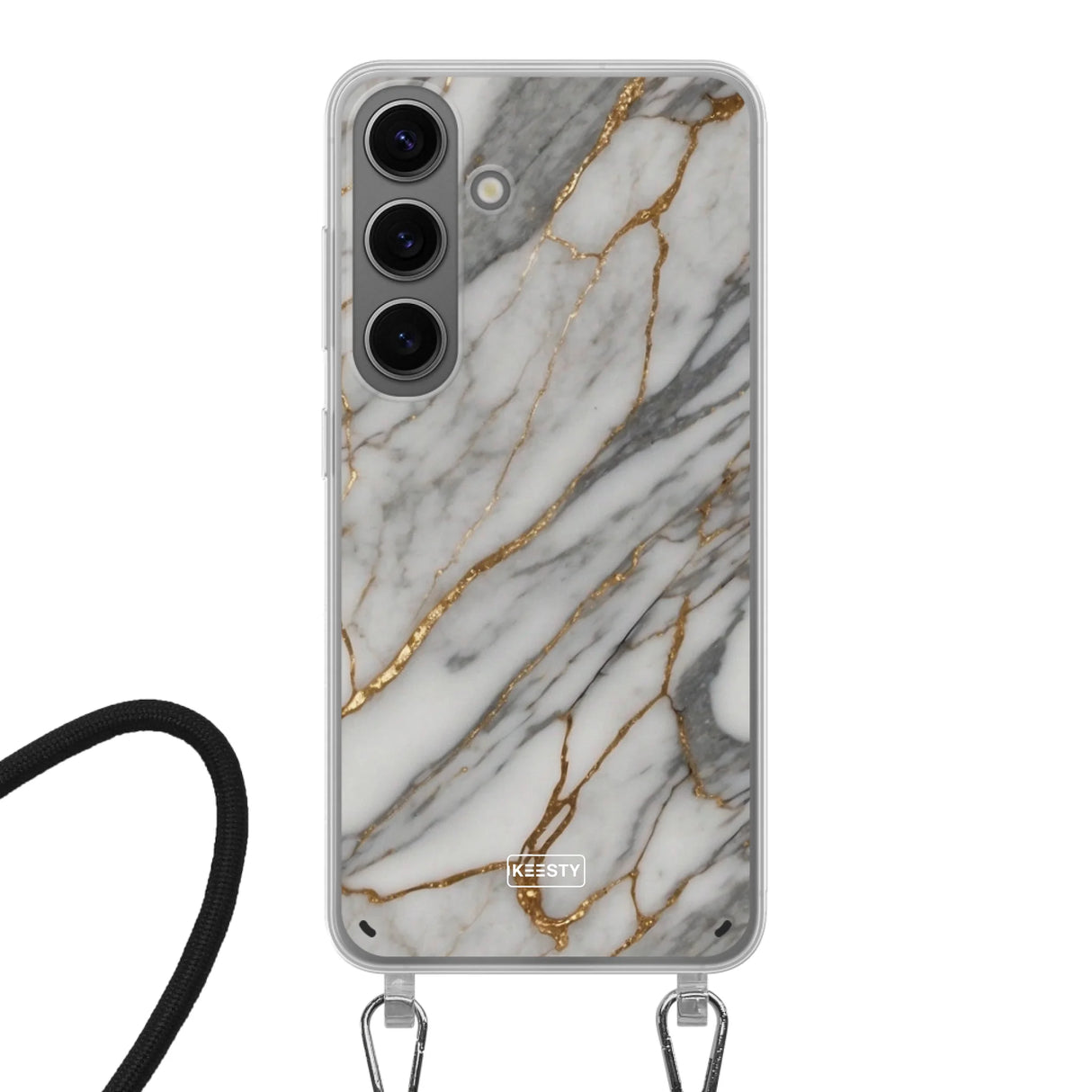  Telefoonhoesje ontwerpen met koord Marble Black Apple iPhone 13 Pro