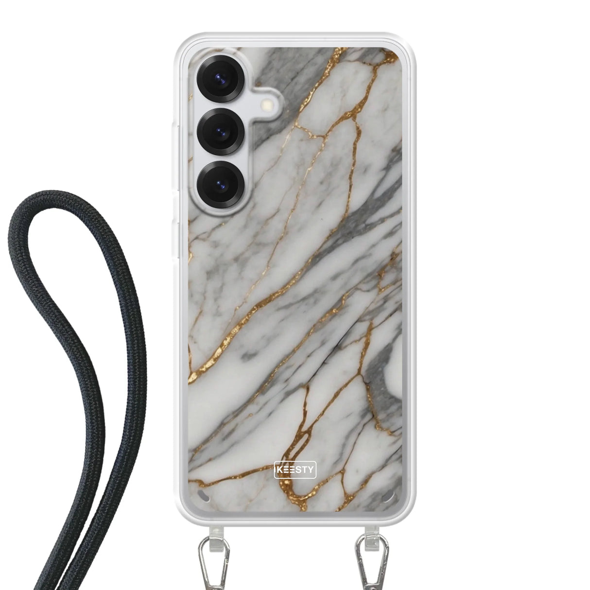  Telefoonhoesje ontwerpen met koord Marble Black Apple iPhone 13