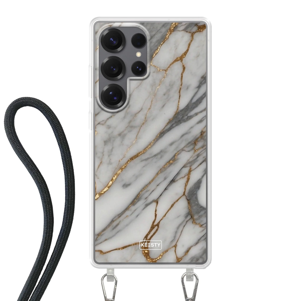  Telefoonhoesje ontwerpen met koord Marble Black Apple iPhone 11 Pro