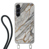  Telefoonhoesje ontwerpen met koord Marble Black Apple iPhone 15 Pro