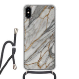  Telefoonhoesje ontwerpen met koord Marble Black Apple iPhone 16e