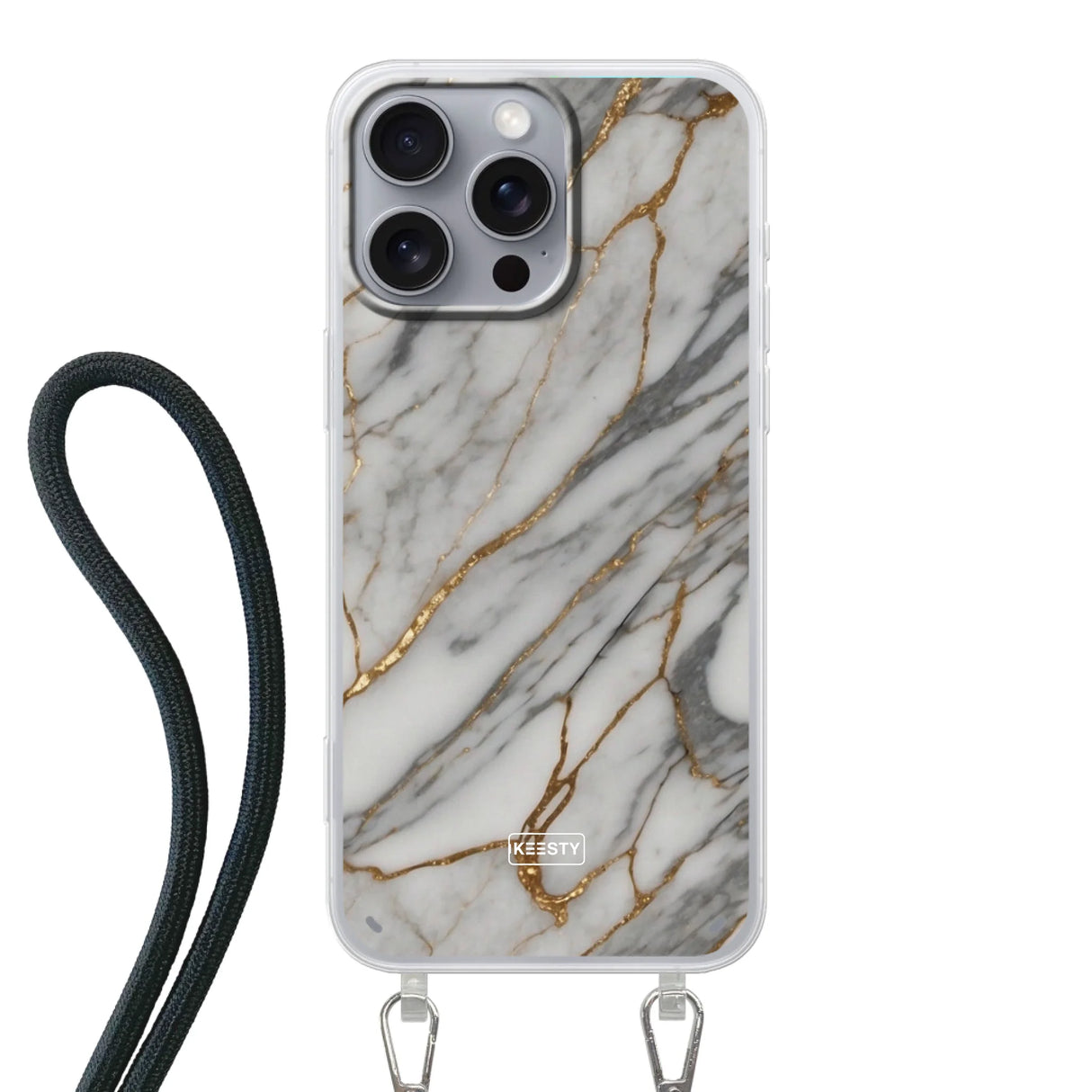  Telefoonhoesje ontwerpen met koord Marble Black Samsung Galaxy A16 (5G)
