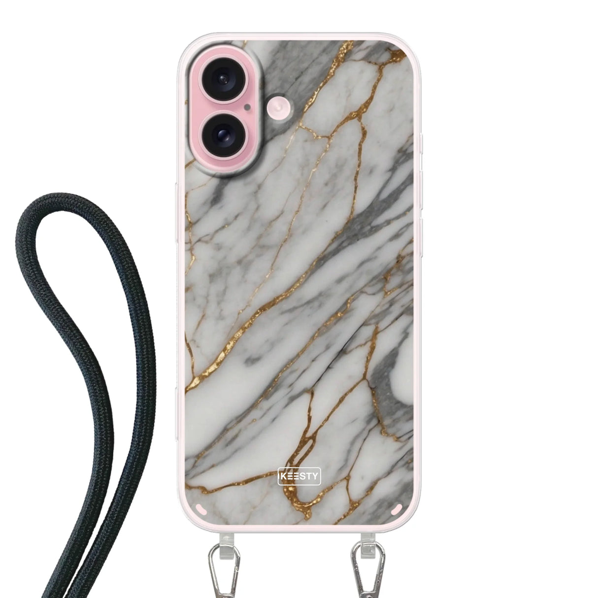  Telefoonhoesje ontwerpen met koord Marble Black Samsung Galaxy A53 (5G)