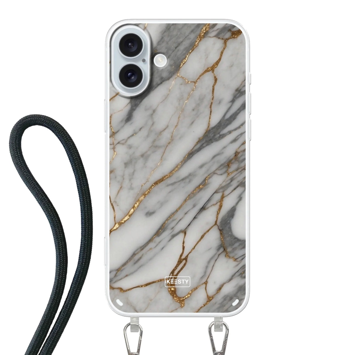  Telefoonhoesje ontwerpen met koord Marble Black Samsung Galaxy A52 (5G) & A52s 5G