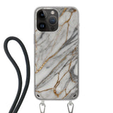 Telefoonhoesje ontwerpen met koord Marble Black Samsung Galaxy S23