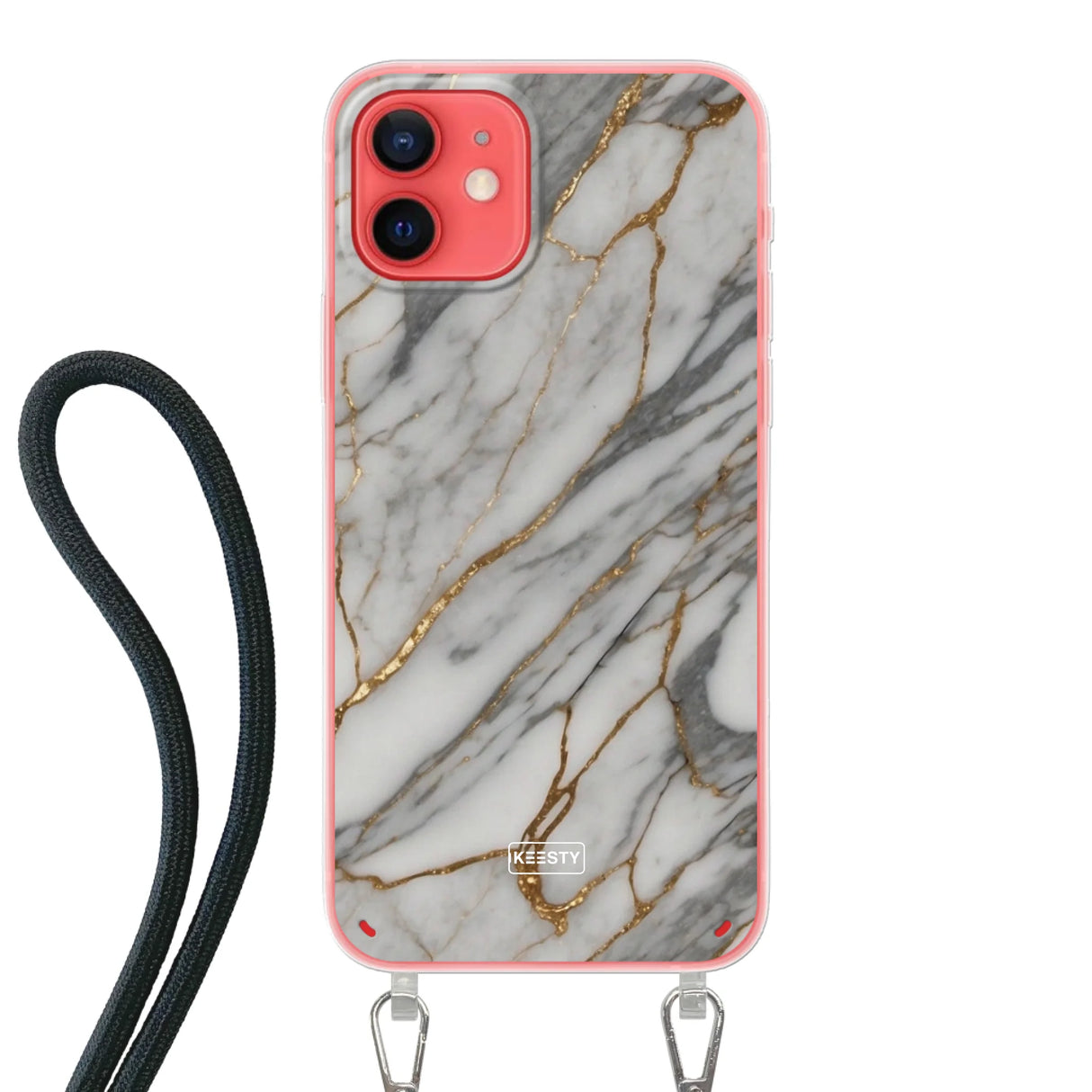  Telefoonhoesje ontwerpen met koord Marble Black 