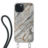  Telefoonhoesje ontwerpen met koord Marble Black Samsung Galaxy S22