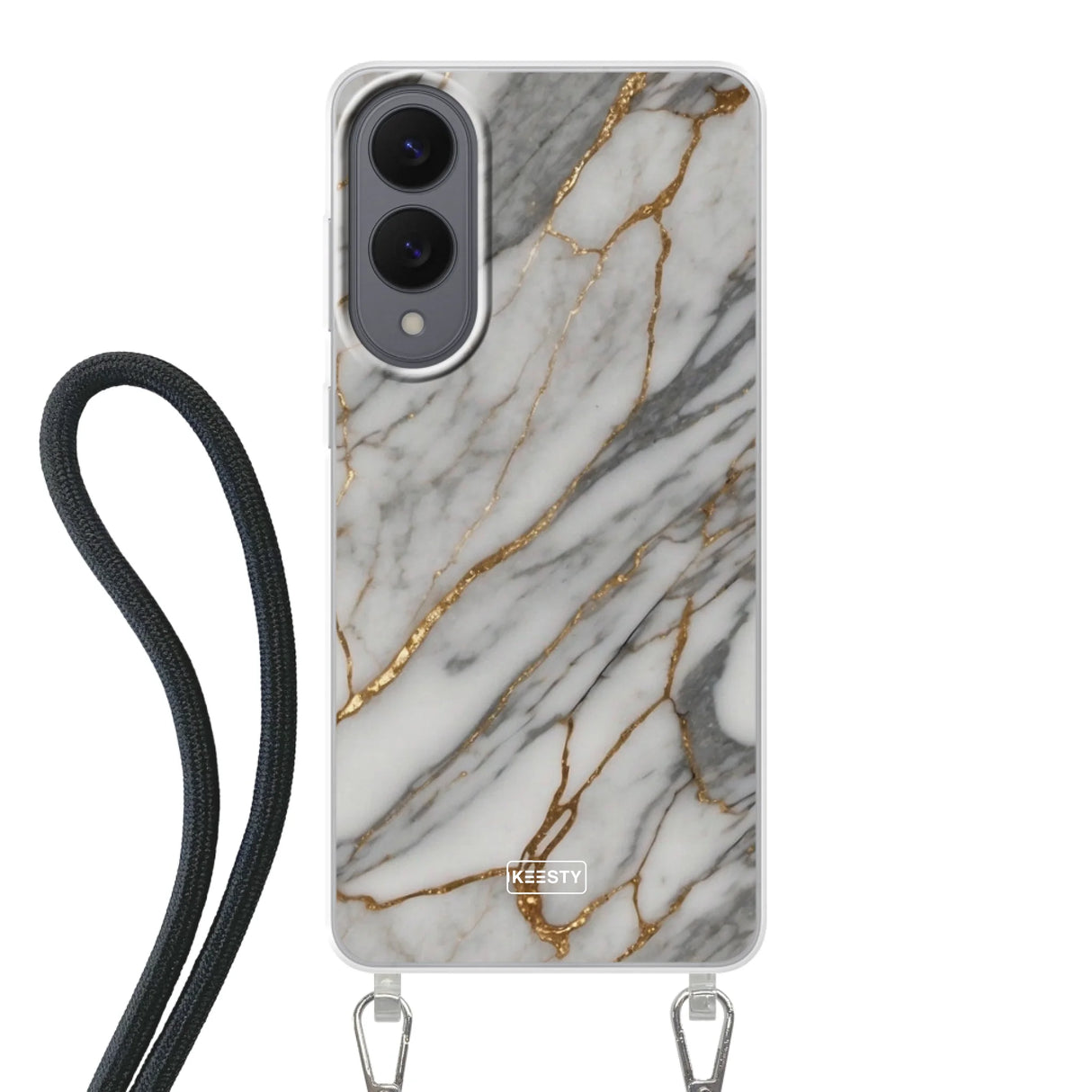  Telefoonhoesje ontwerpen met koord Marble Black Apple iPhone 12 Mini