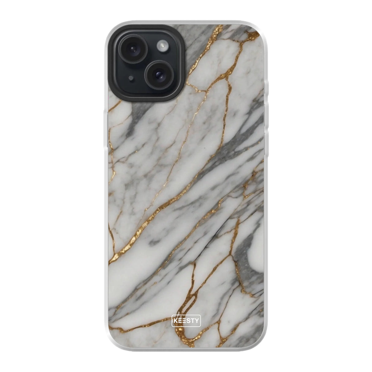  Telefoonhoesje ontwerpen met MagSafe Marble Black Apple iPhone 15 Plus