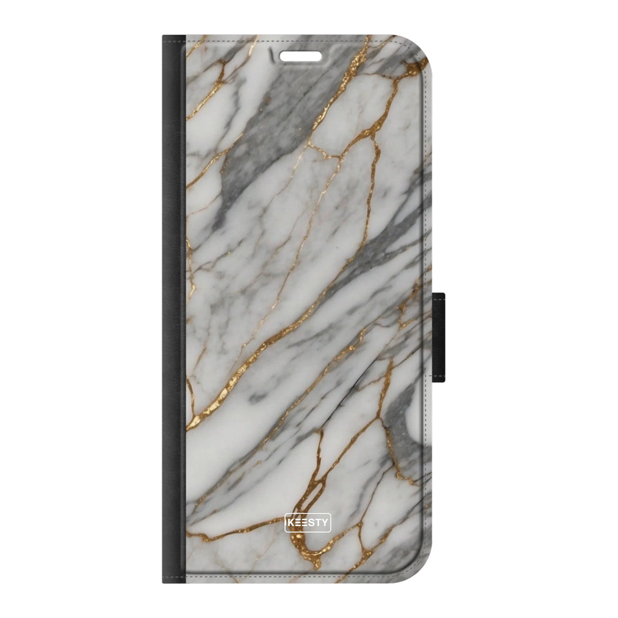  Telefoonhoesje ontwerpen met PortemonneeMarble Black Apple iPhone 16 Pro
