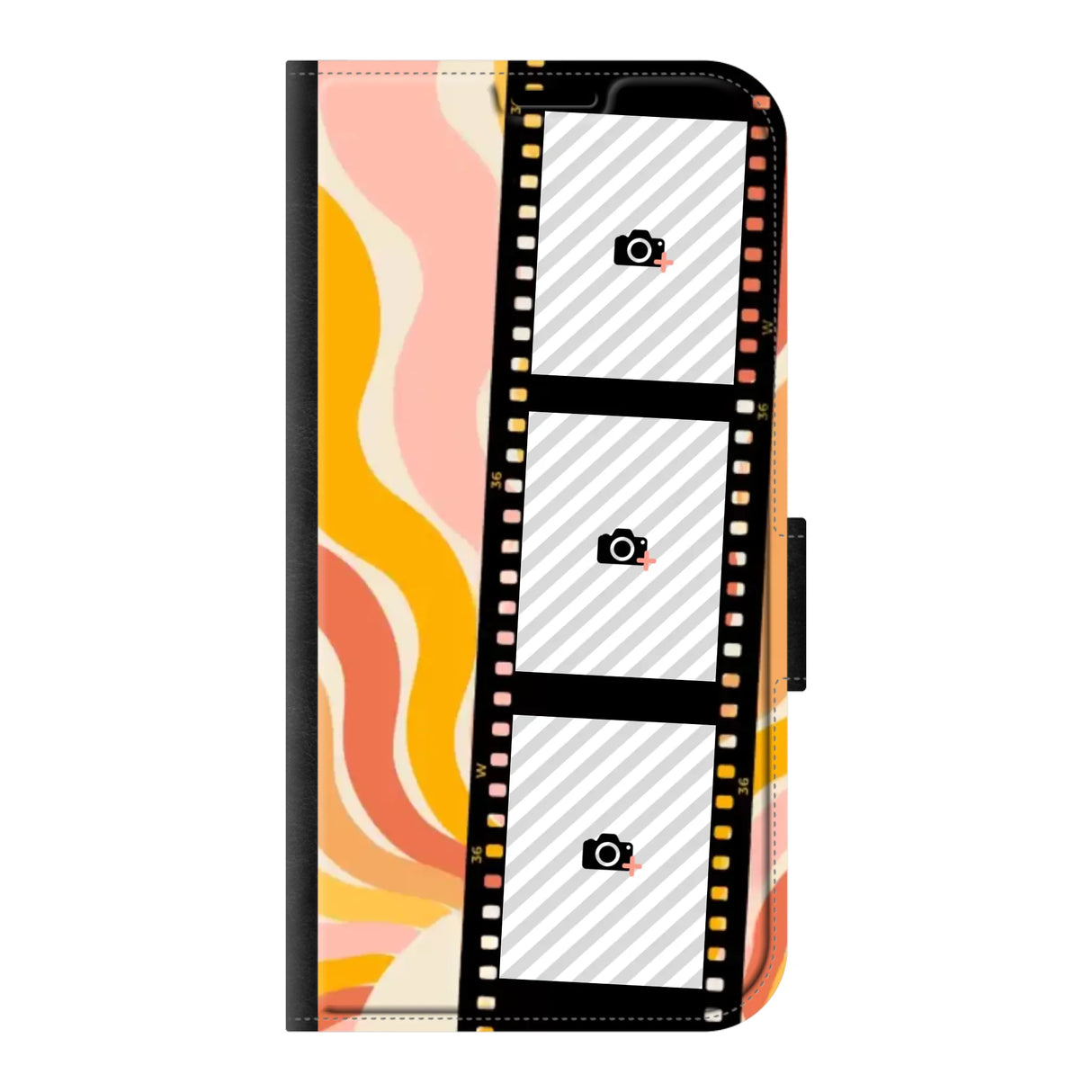 Apple iPhone 16 Plus wallet case front printed zwart