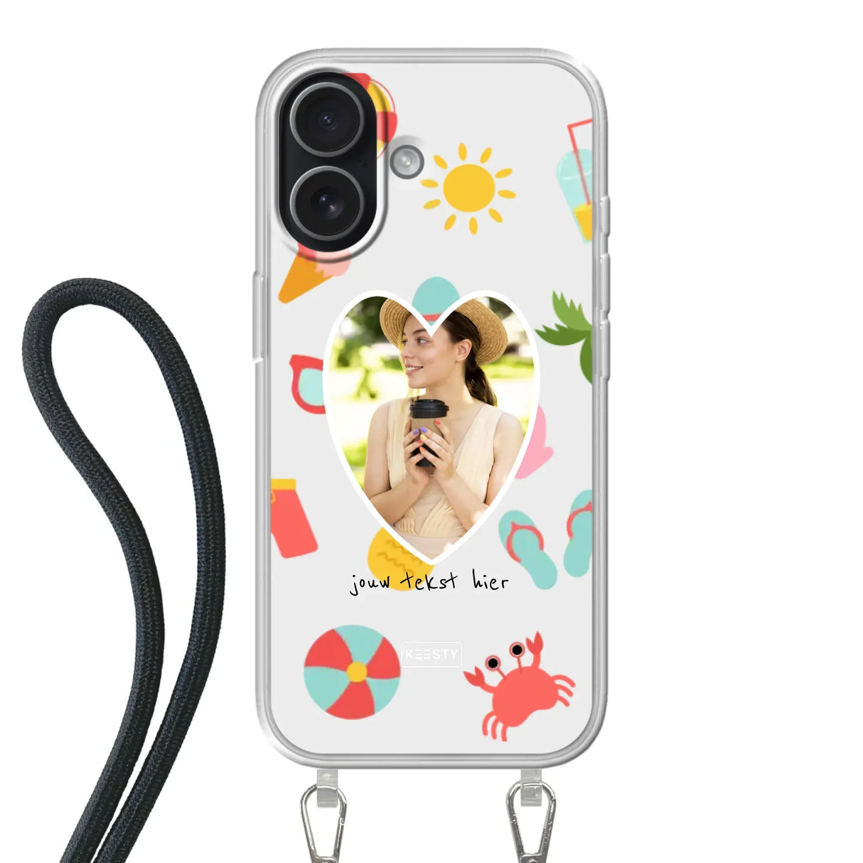 Apple iPhone 17 Crossbody case (back printed, transparent)