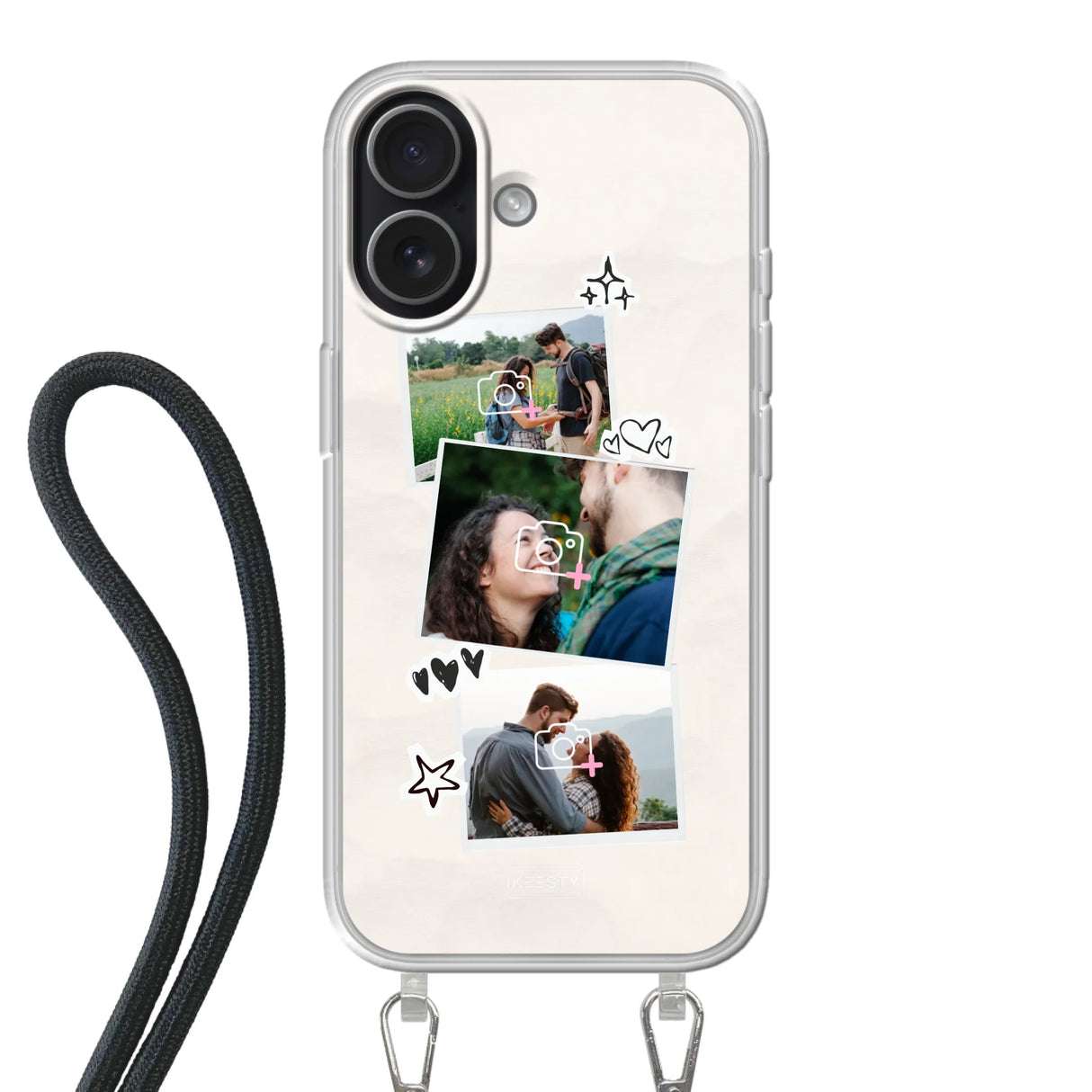 Apple iPhone 17 Crossbody case (back printed, transparent)