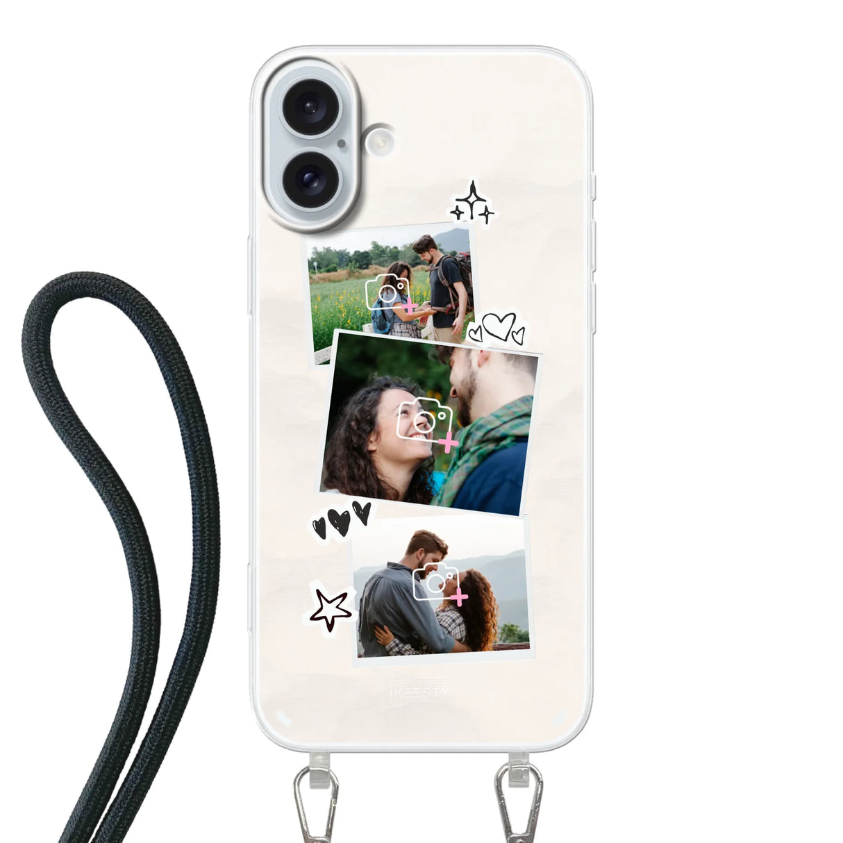 Apple iPhone 16 Plus Crossbody case (back printed, transparent)