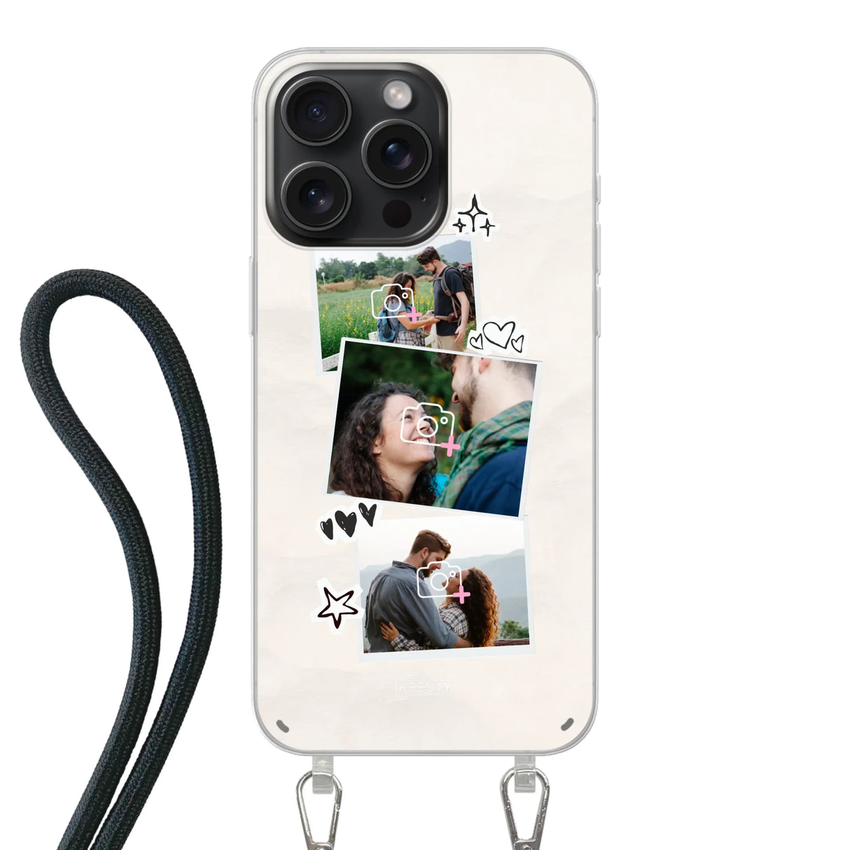 Apple iPhone 15 Pro Max Crossbody case (back printed, transparent)