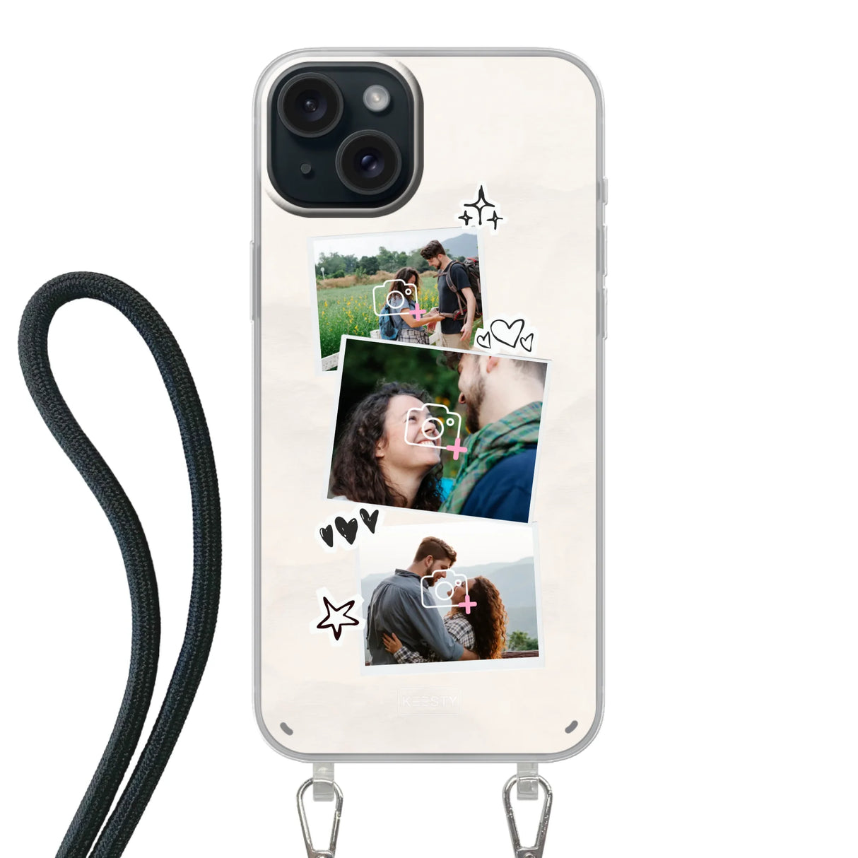 Apple iPhone 15 Plus Crossbody case (back printed, transparent)