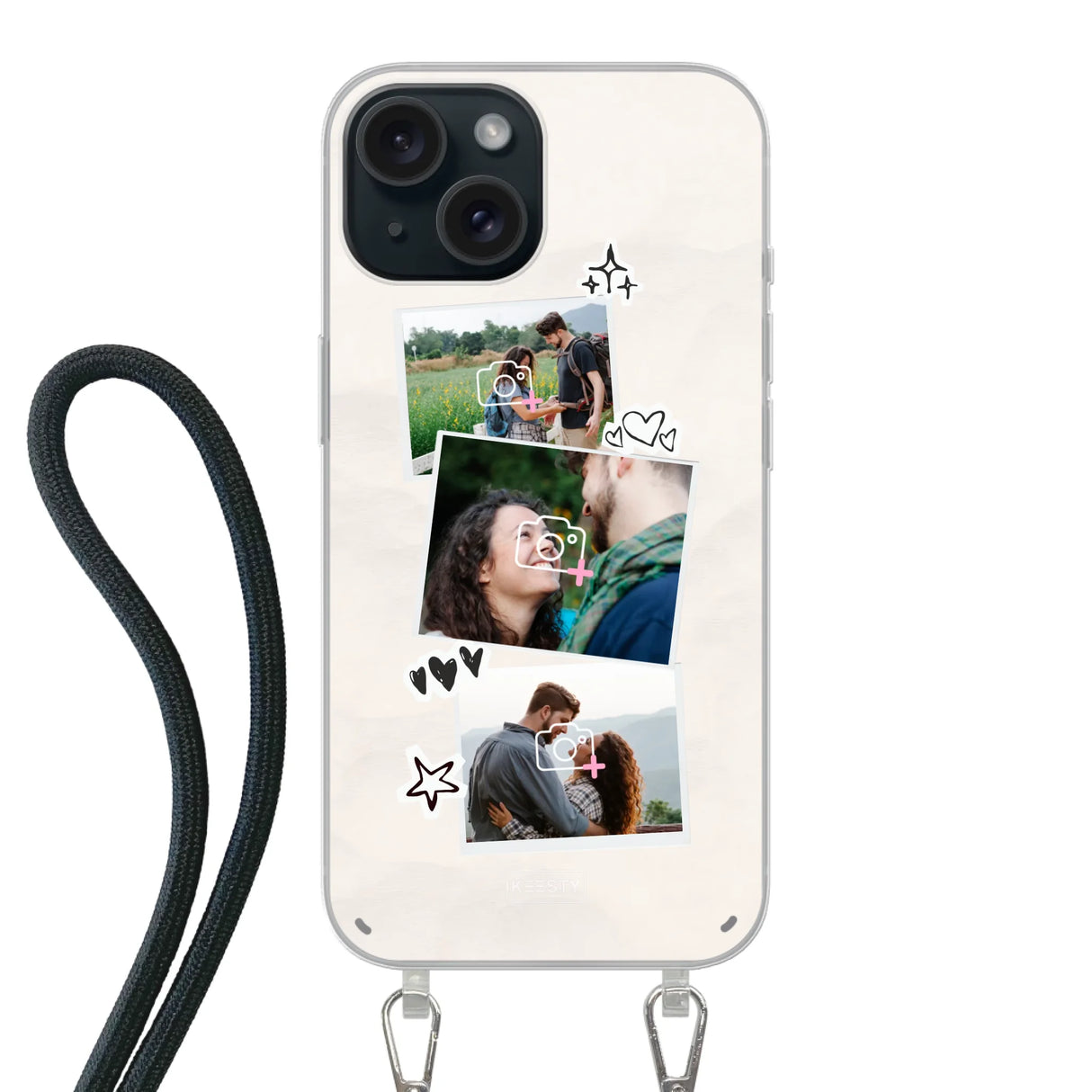 Apple iPhone 15 Crossbody case (back printed, transparent)