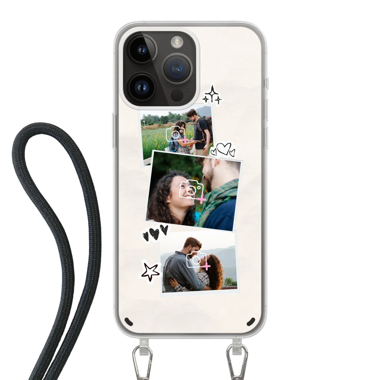 Apple iPhone 14 Pro Max Crossbody case (back printed, transparent)