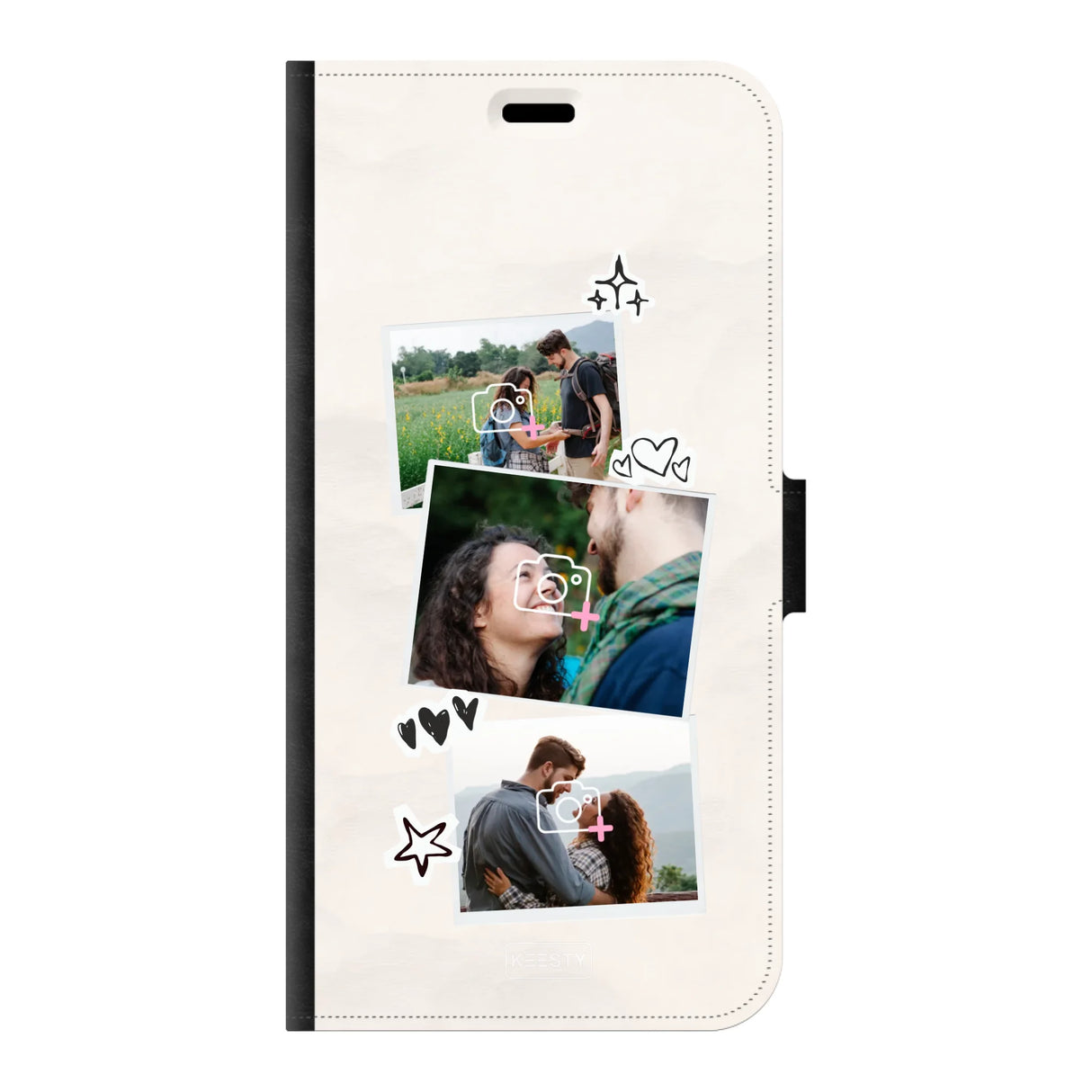 Apple iPhone 15 Plus wallet case front printed zwart