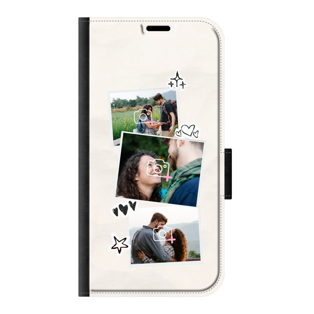 Apple iPhone 15 Pro Max wallet case front printed zwart