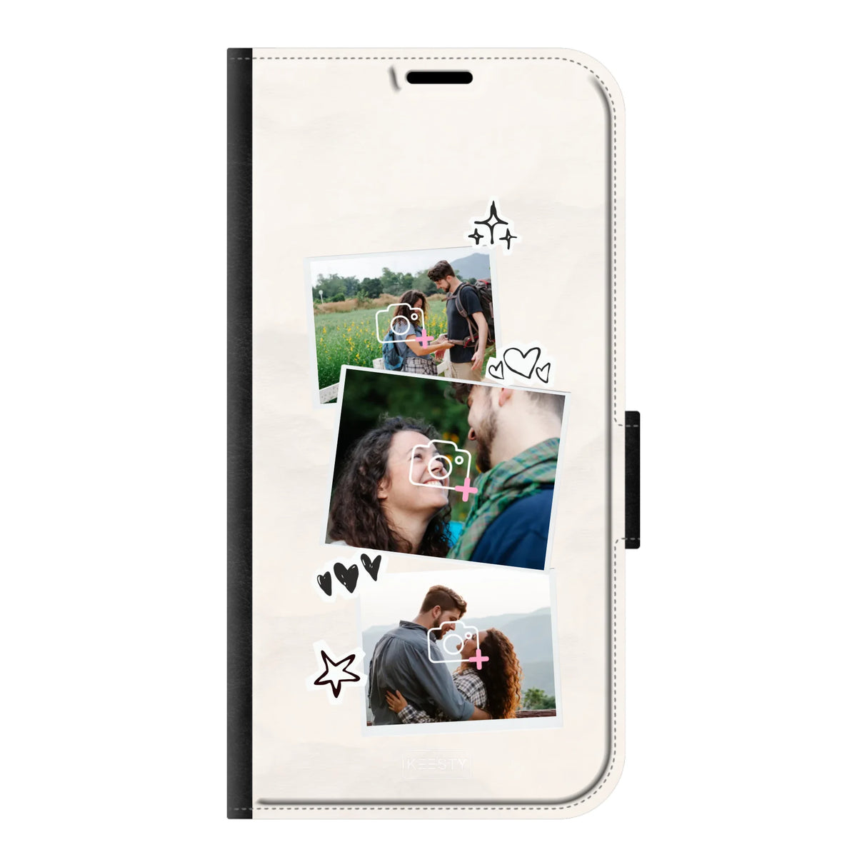 Apple iPhone 16 Pro wallet case front printed zwart