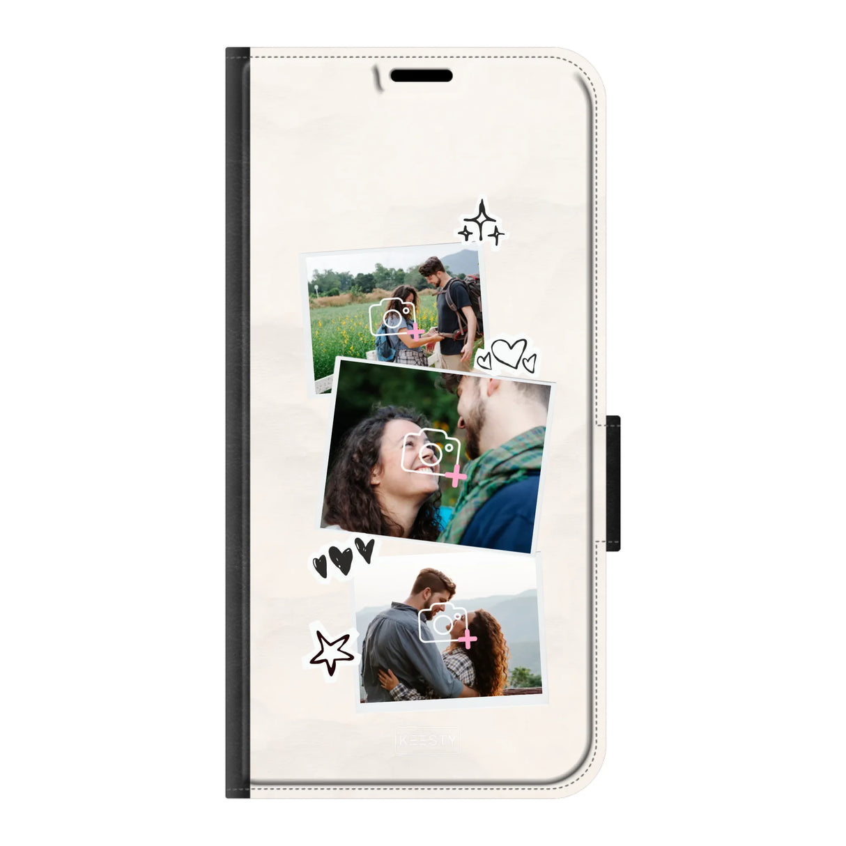 Apple iPhone 17 Pro wallet case front printed zwart