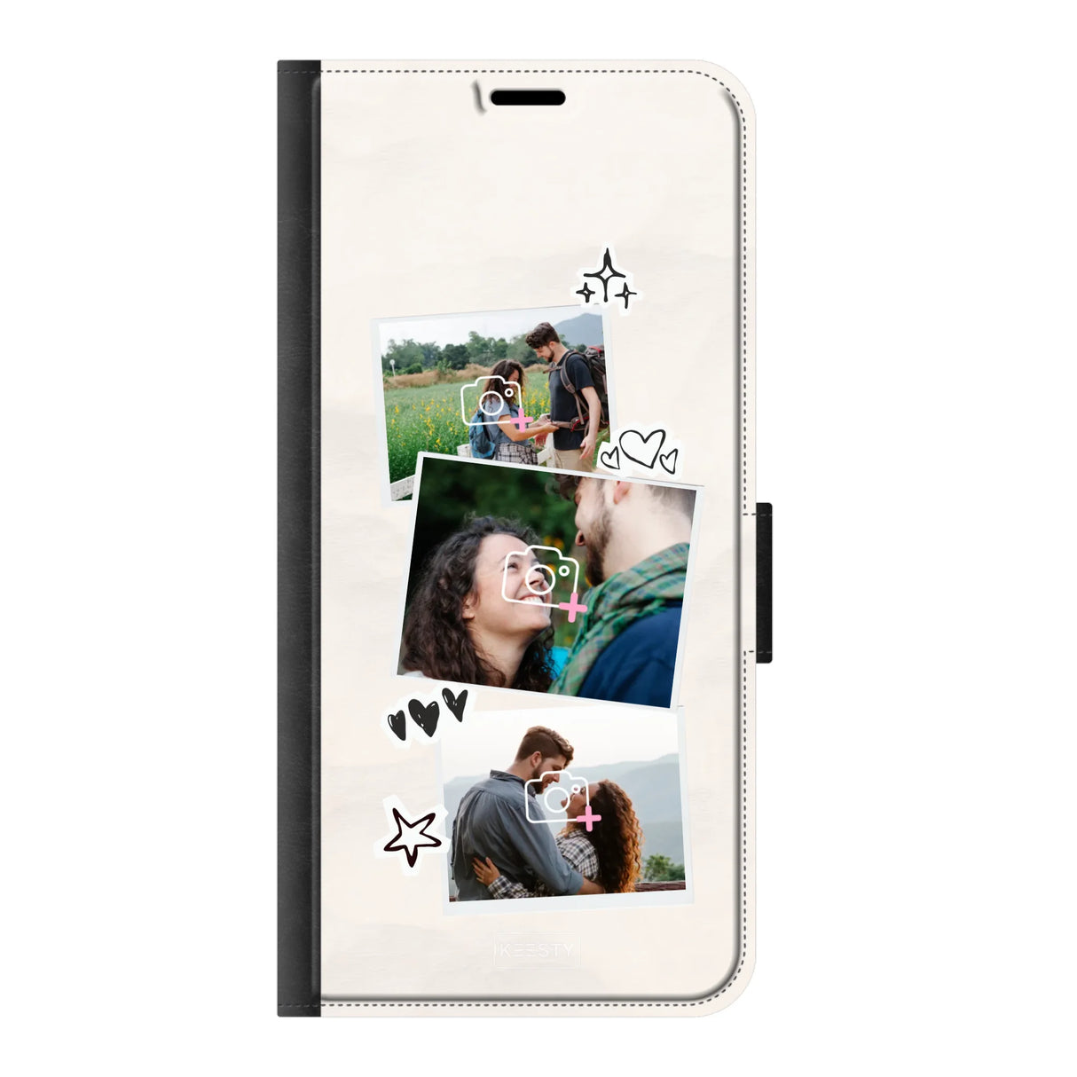 Samsung A56 5G wallet case front printed zwart