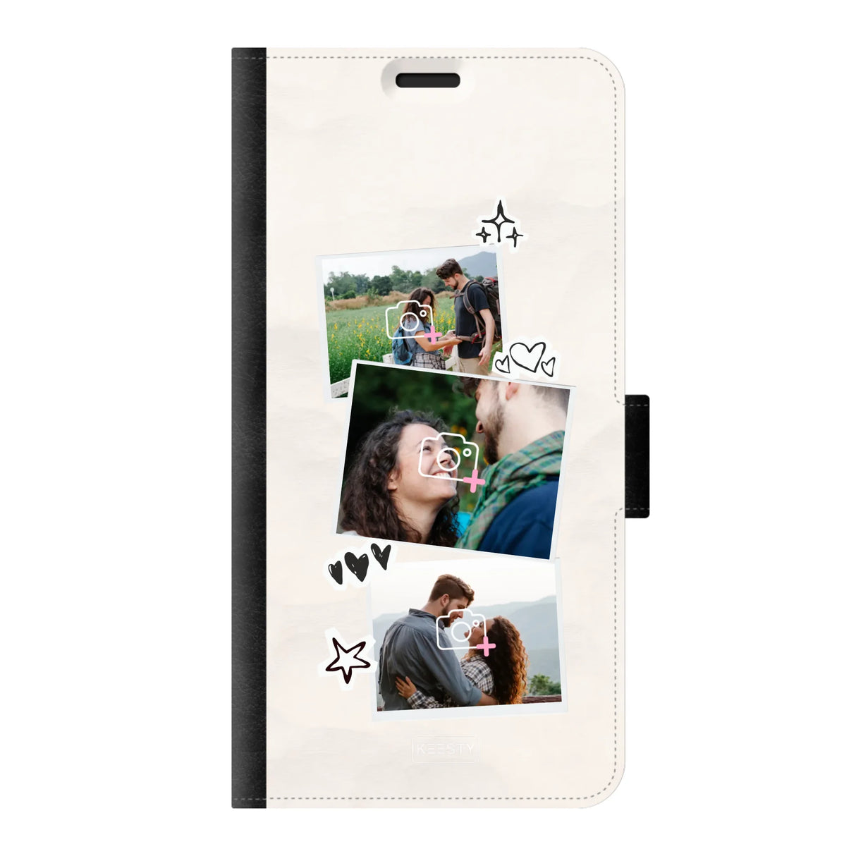 Samsung S22 wallet case front printed zwart