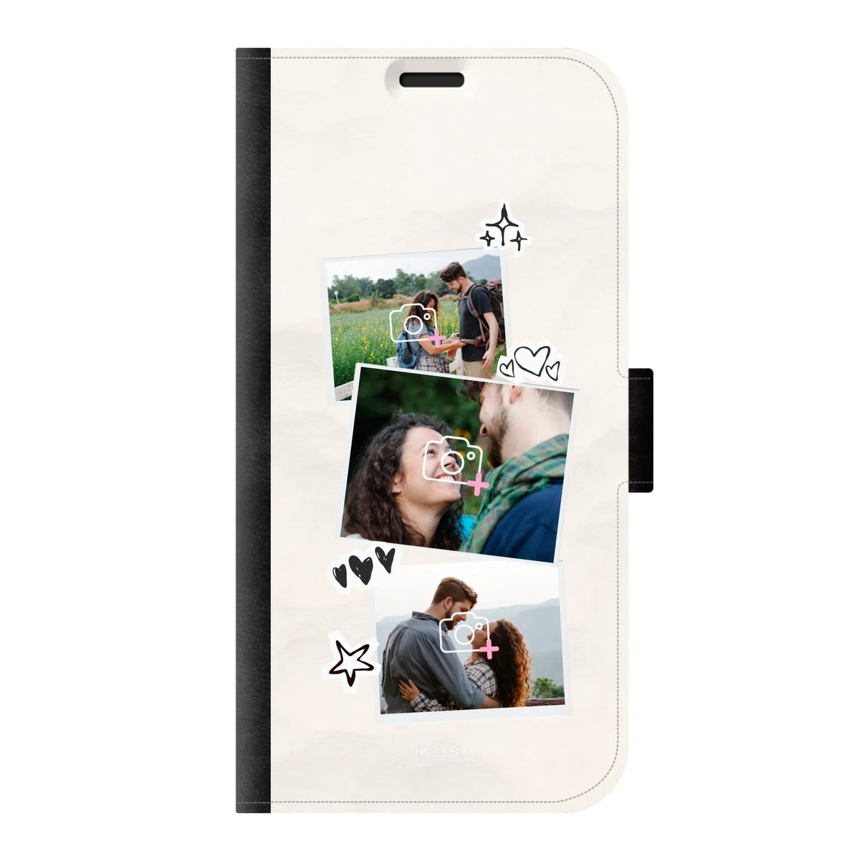Samsung S23 Plus wallet case front printed zwart