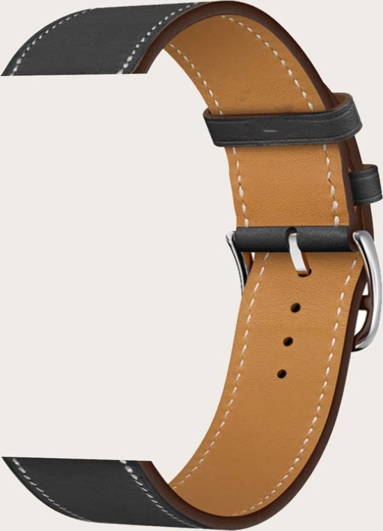 Apple Watch PU Leather Bandje Zwart - 42/44/45/49mm